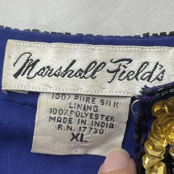 Vintage Marshall Jacket Cropped Sweater Sequin Embroidered Purple Size XL Silk - Picture 8 of 16